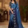 MS 461 Blue Chinnon Saree Perfect for Wedding, Party, Traditional Day, Haldi, Housewarming – . Exclusive Offer ₹1649. Delivery 4-6 Working Days. Shop now | Creative Sarees, Embroidered Sarees, Bollywood Sarees, Designer Sarees, Ethnic Saree, Modern Digital sarees, Party Wear Sarees, Sarees