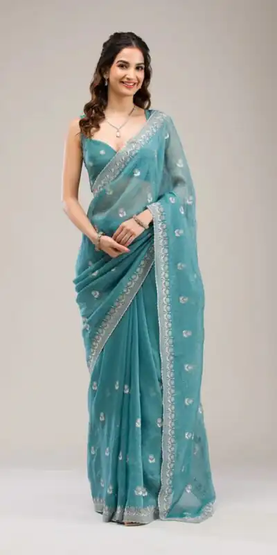 BT 439 Blue Crunchy Ciffon Saree Perfect for Wedding, Party, Bridal Wear, Raksha Bandhan, Festival Celebrations – . Special Price ₹1899. Delivery 4-6 | Creative Sarees, Embroidered Sarees, Bollywood Sarees, Designer Sarees, Ethnic Saree, Modern Digital sarees, Party Wear Sarees, Sarees