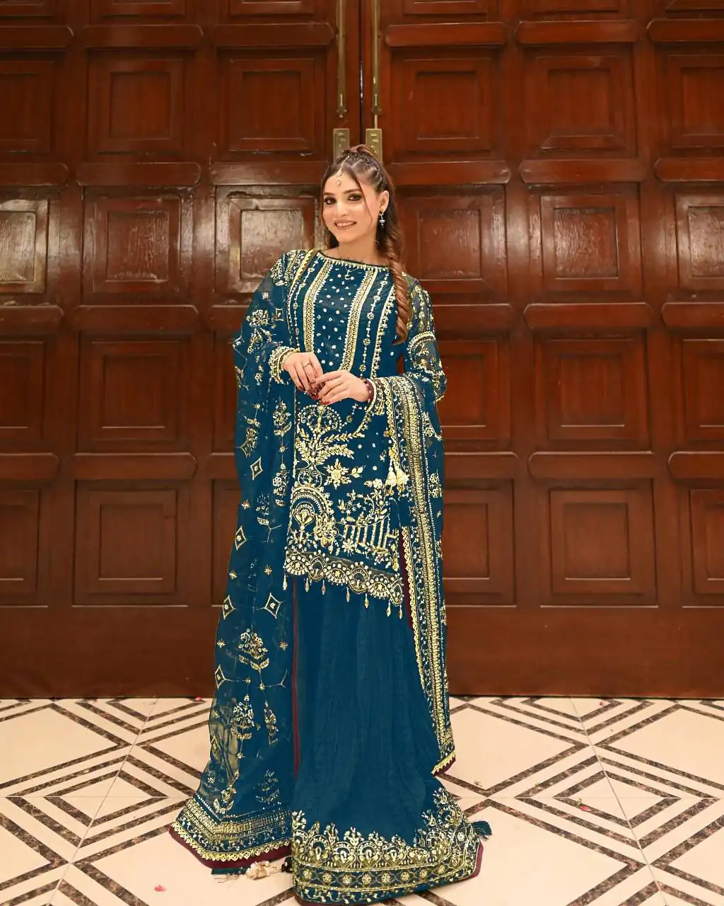 AD 213 Blue Khajuri Crush Georgette Salwar Suit with Lace Work & Embroidery Work. Festive Deal ₹2649. Delivery 4-6 Working Days. Shop now. | Casual Suits, Jump Suits, Tops & Bottoms, Track Suits, Trendy Wear, Creative suits, Designer Suits, Palazzo Suits, Party Wear Suits, Patiala Suits, Salwar suit, Straight Suits