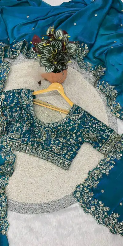 BT 3151 Blue Fandy Satin Silk Saree with Sequins Work & Embroidery Work. Get it for ₹1949. Delivery 4-6 Working Days. Shop now. | Creative Sarees, Embroidered Sarees, Bollywood Sarees, Designer Sarees, Ethnic Saree, Modern Digital sarees, Party Wear Sarees, Sarees