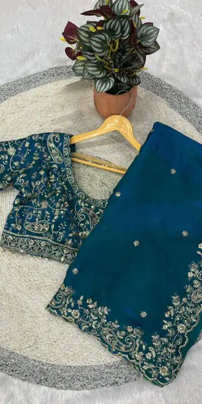 BT 3151 Blue Fandy Satin Silk Saree with Sequins Work & Embroidery Work. Get it for ₹1949. Delivery 4-6 Working Days. Shop now. | Creative Sarees, Embroidered Sarees, Bollywood Sarees, Designer Sarees, Ethnic Saree, Modern Digital sarees, Party Wear Sarees, Sarees