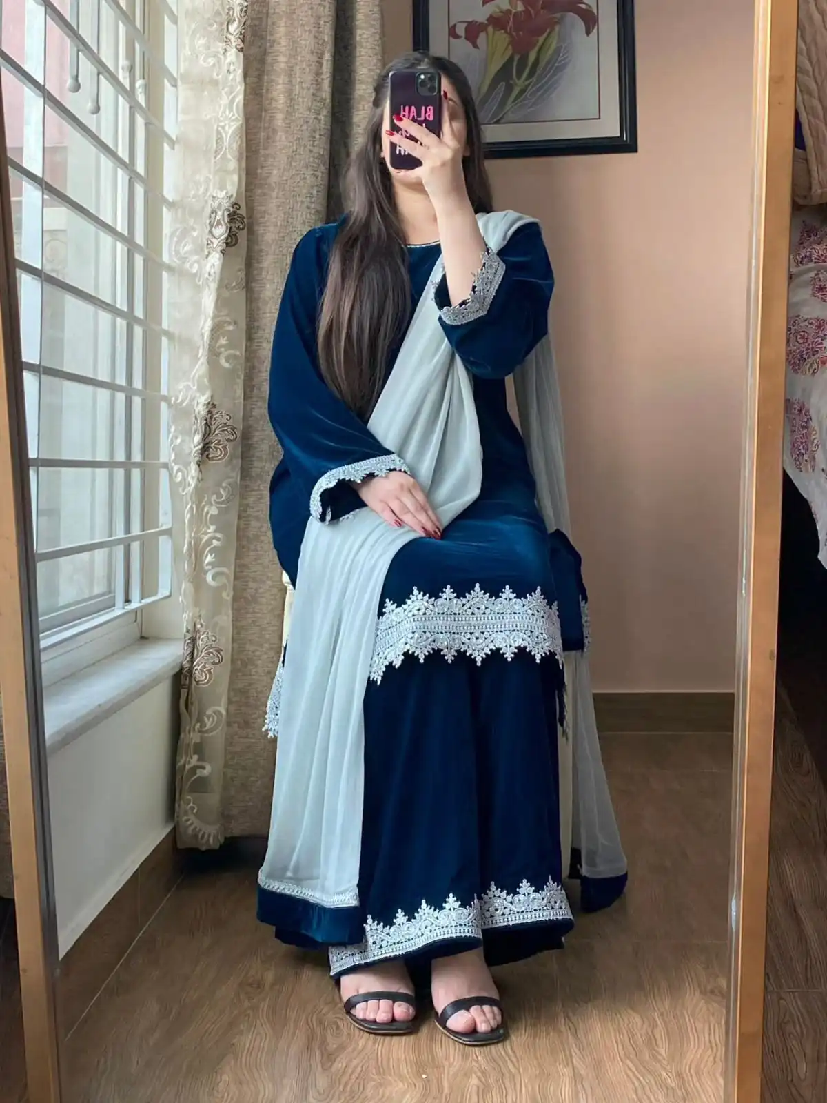 BE 419 Blue Georgette Salwar Suit with Lace Work & Embroidery Work. Get it for ₹1849. Delivery 4-6 Working Days. Shop now. | Casual Suits, Jump Suits, Tops & Bottoms, Track Suits, Trendy Wear, Creative suits, Designer Suits, Palazzo Suits, Party Wear Suits, Patiala Suits, Salwar suit, Straight Suits
