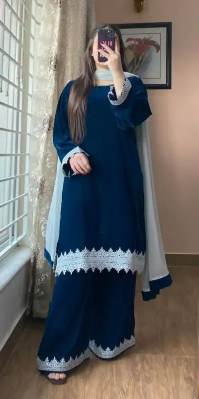 BE 419 Blue Georgette Salwar Suit with Lace Work & Embroidery Work. Get it for ₹1849. Delivery 4-6 Working Days. Shop now. | Casual Suits, Jump Suits, Tops & Bottoms, Track Suits, Trendy Wear, Creative suits, Designer Suits, Palazzo Suits, Party Wear Suits, Patiala Suits, Salwar suit, Straight Suits