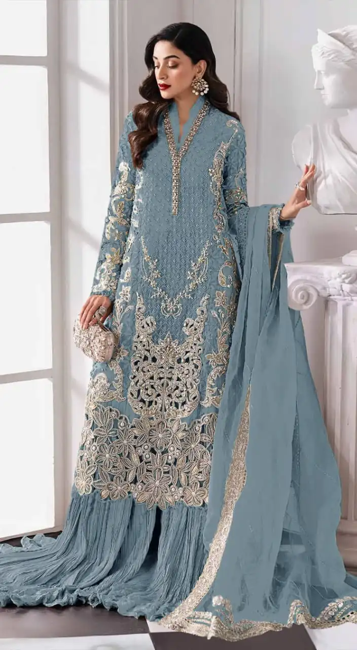 FC 1192 Blue Color Georgette Salwar Suit with Embroidery Work. Introductory Price ₹2499. Delivery 4-6 Working Days. Shop now. | Casual Suits, Jump Suits, Tops & Bottoms, Track Suits, Trendy Wear, Creative suits, Designer Suits, Palazzo Suits, Party Wear Suits, Patiala Suits, Salwar suit, Straight Suits