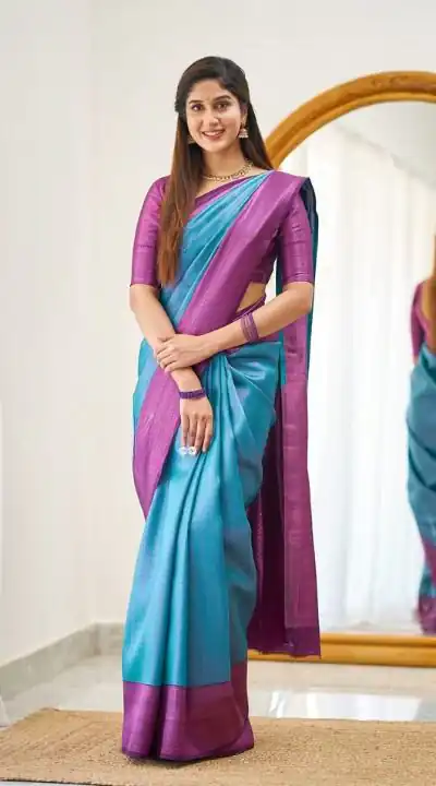 KPR 177 Blue in Soft Lichi Silk Jacquard Work Designer Work Saree . Now at just ₹1449. Delivery 4-6 Working Days. Shop now. | Creative Sarees, Embroidered Sarees, Bollywood Sarees, Designer Sarees, Ethnic Saree, Modern Digital sarees, Party Wear Sarees, Sarees