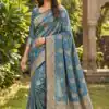 MB 9 Blue Color Satin Silk Saree with Lace Work & Zari Work. Wedding, Party, Festive, Events Exclusive Offer ₹2149. Delivery 4-6 Working Days. Shop now. | Creative Sarees, Embroidered Sarees, Bollywood Sarees, Designer Sarees, Ethnic Saree, Modern Digital sarees, Party Wear Sarees, Sarees