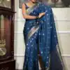 KPR 210 Blue Soft Lichi Silk Saree with Lace Work & Lace Border. Special Price ₹1399. Delivery 4-6 Working Days. Shop now. | Creative Sarees, Embroidered Sarees, Bollywood Sarees, Designer Sarees, Ethnic Saree, Modern Digital sarees, Party Wear Sarees, Sarees