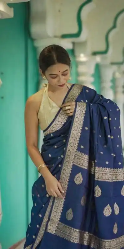 KP 6040 Blue Soft Lilan Slab Saree with Weaving Work Designer Work. Festive Deal ₹1399. Delivery 4-6 Working Days. Shop now. | Creative Sarees, Embroidered Sarees, Bollywood Sarees, Designer Sarees, Ethnic Saree, Modern Digital sarees, Party Wear Sarees, Sarees