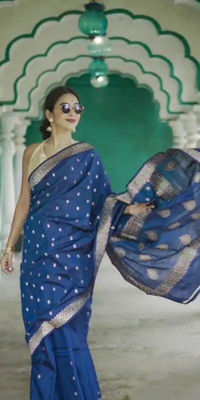 KP 6040 Blue Soft Lilan Slab Saree with Weaving Work Designer Work. Festive Deal ₹1399. Delivery 4-6 Working Days. Shop now. | Creative Sarees, Embroidered Sarees, Bollywood Sarees, Designer Sarees, Ethnic Saree, Modern Digital sarees, Party Wear Sarees, Sarees