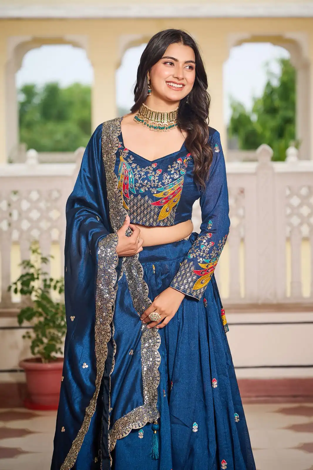 Ram 113 Blue Color Vichitra Lehenga Choli with Embroidery Work. Exclusive Offer ₹3099. Delivery 4-6 Working Days. Shop now. | Bollywood Lehenga, Creative Lehenga, Designer Lehenga, Embroidered Lehenga, Lehenga, Party Wear Lehenga