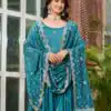 Blue Vichitra Silk Embroidery Work Gown