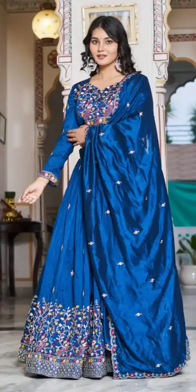 Ram 147 Blue Vichitra Silk Lehenga Choli Perfect for Wedding, Party, Ganesh Chaturthi, Housewarming, Engagement – . Introductory Price ₹3349. Delivery | Bollywood Lehenga, Creative Lehenga, Designer Lehenga, Embroidered Lehenga, Lehenga, Party Wear Lehenga