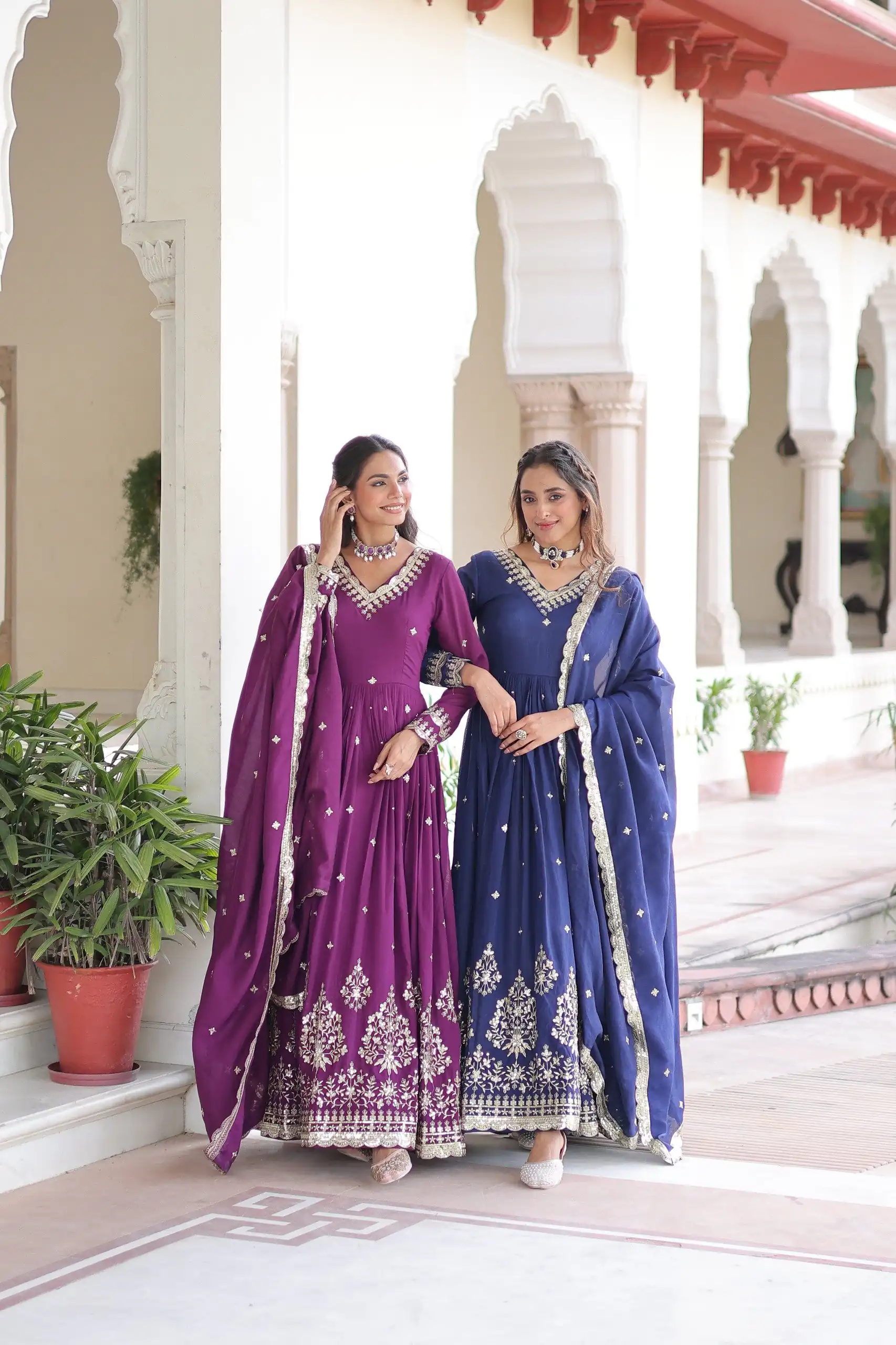 KA 1214 Blue Vichitra Silk Gown Perfect for Wedding, Party, Lohri, Onam, Festival Celebrations – . Grab it for ₹2449. Delivery 4-6 Working Days. | Bollywood Gowns, Creative Gowns, Designer Gowns, Embroidered Gowns, Gowns, Party Wear Gowns