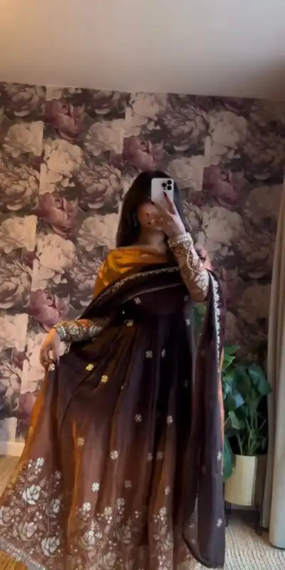 RTC 5955 Brown Chinon Silk Salwar Suit Perfect for Wedding, Party, Cultural Events, Lohri, Reception Exclusive Offer ₹2549. Delivery 4-6 Working Day | Casual Suits, Jump Suits, Tops & Bottoms, Track Suits, Trendy Wear, Creative suits, Designer Suits, Palazzo Suits, Party Wear Suits, Patiala Suits, Salwar suit, Straight Suits