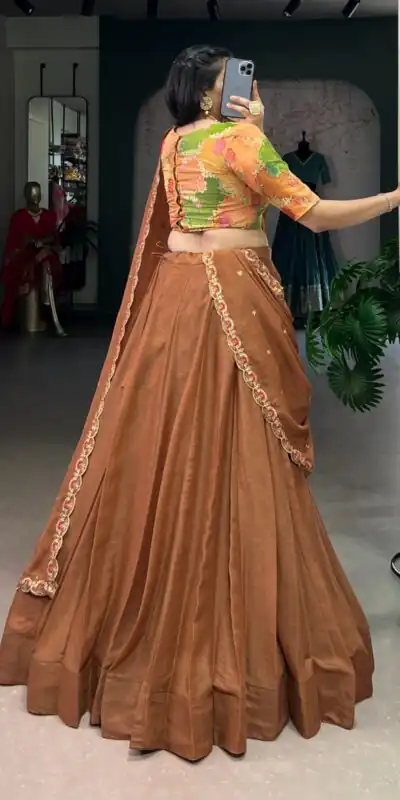 LNB 1068 Brown in Chocolate Crush Embroidery Work & Sequins Work Lehenga Choli . Available at ₹3349 only. Delivery 4-6 Working Days. Shop now. | Bollywood Lehenga, Creative Lehenga, Designer Lehenga, Embroidered Lehenga, Lehenga, Party Wear Lehenga