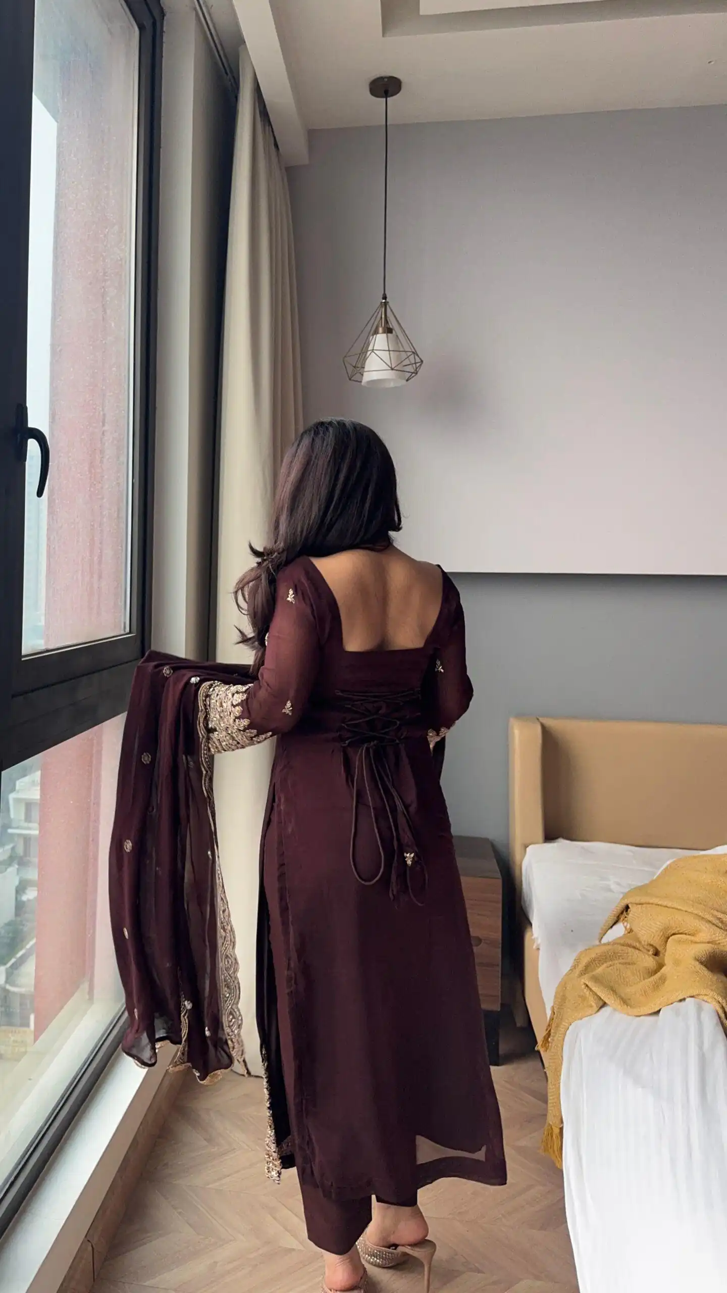 ZSR 3156 Brown Georgette Salwar Suit with Embroidery Work. Wedding, Party, Festive, Events, Grab it for ₹2049. Delivery 4-6 Working Days. Shop now. | Casual Suits, Jump Suits, Tops & Bottoms, Track Suits, Trendy Wear, Creative suits, Designer Suits, Palazzo Suits, Party Wear Suits, Patiala Suits, Salwar suit, Straight Suits