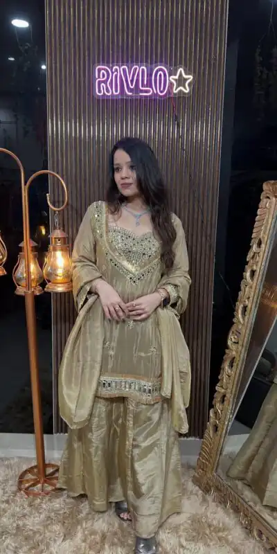 LG 2015 Chiku Cosmos Salwar Suit Perfect for Wedding, Party, Karwa Chauth, Eid, Holi – . Exclusive Offer ₹2099. Delivery 4-6 Working Days. Shop now. | Casual Suits, Jump Suits, Creative suits, Designer Suits, Palazzo Suits, Party Wear Suits, Patiala Suits, Salwar suit, Straight Suits