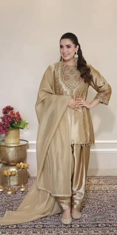 LG 2050 Chiku Fendy Salwar Suit with Embroidery Work. Wedding, Party, Festive, Events, Special Price ₹2049. Delivery 4-6 Working Days. Shop now. | Casual Suits, Jump Suits, Tops & Bottoms, Track Suits, Trendy Wear, Creative suits, Designer Suits, Palazzo Suits, Party Wear Suits, Patiala Suits, Salwar suit, Straight Suits