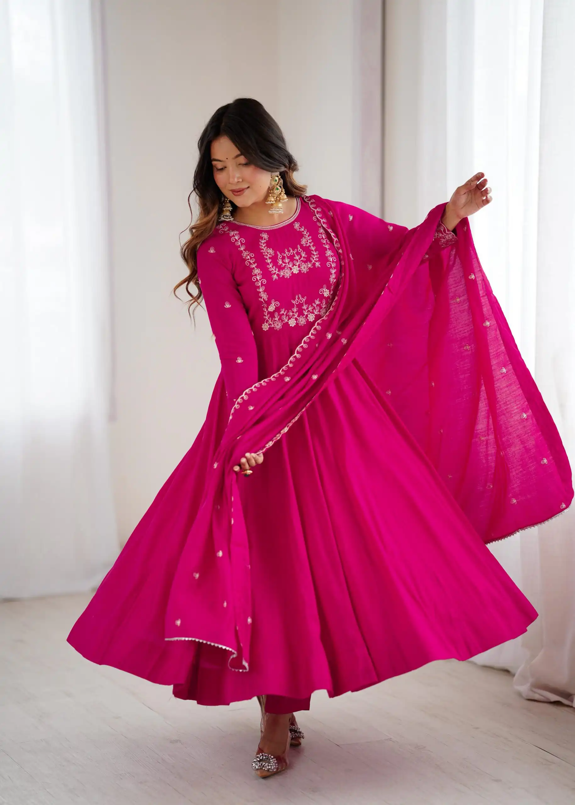 KB 289 Dark Pink with Bead Work & Embroidery Work Roman Chanderi Silk Salwar Suit . Special Price ₹2399. Delivery 4-6 Working Days. Shop now. | Casual Suits, Jump Suits, Tops & Bottoms, Track Suits, Trendy Wear, Creative suits, Designer Suits, Palazzo Suits, Party Wear Suits, Patiala Suits, Salwar suit, Straight Suits
