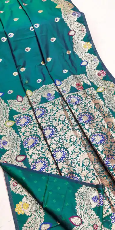 MB 3319 Firozi Color Banarasi Lace Work Gold Zari Border Saree . Available at ₹1849 only. Delivery 4-6 Working Days. Shop now. | Creative Sarees, Embroidered Sarees, Bollywood Sarees, Designer Sarees, Ethnic Saree, Modern Digital sarees, Party Wear Sarees, Sarees