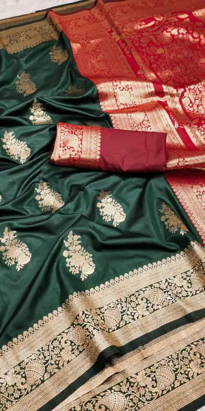 MB 1027 Green in Banarasi Silk Zari Work & Lace Work Saree . Available at ₹1999 only. Delivery 4-6 Working Days. Shop now. | Creative Sarees, Embroidered Sarees, Bollywood Sarees, Designer Sarees, Ethnic Saree, Modern Digital sarees, Party Wear Sarees, Sarees