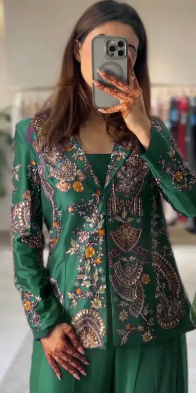 BE 436 Green Chinon Salwar Suit with Embroidery Work. Wedding, Party, Festive, Now at just ₹2399. Delivery 4-6 Working Days. Shop now. | Casual Suits, Jump Suits, Tops & Bottoms, Track Suits, Trendy Wear, Creative suits, Designer Suits, Palazzo Suits, Party Wear Suits, Patiala Suits, Salwar suit, Straight Suits