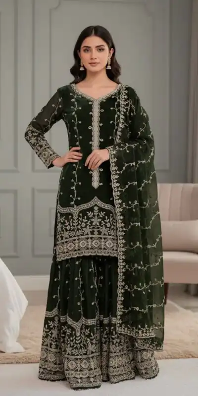 SSR 533 Green Color Fendy Silk Salwar Suit with Embroidery Work. Affordable Price ₹2149. Delivery 4-6 Working Days. Shop now. | Casual Suits, Jump Suits, Creative suits, Designer Suits, Palazzo Suits, Party Wear Suits, Patiala Suits, Salwar suit, Straight Suits