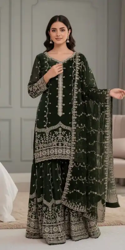 SSR 533 Green Color Fendy Silk Salwar Suit with Embroidery Work. Affordable Price ₹2149. Delivery 4-6 Working Days. Shop now. | Casual Suits, Jump Suits, Creative suits, Designer Suits, Palazzo Suits, Party Wear Suits, Patiala Suits, Salwar suit, Straight Suits