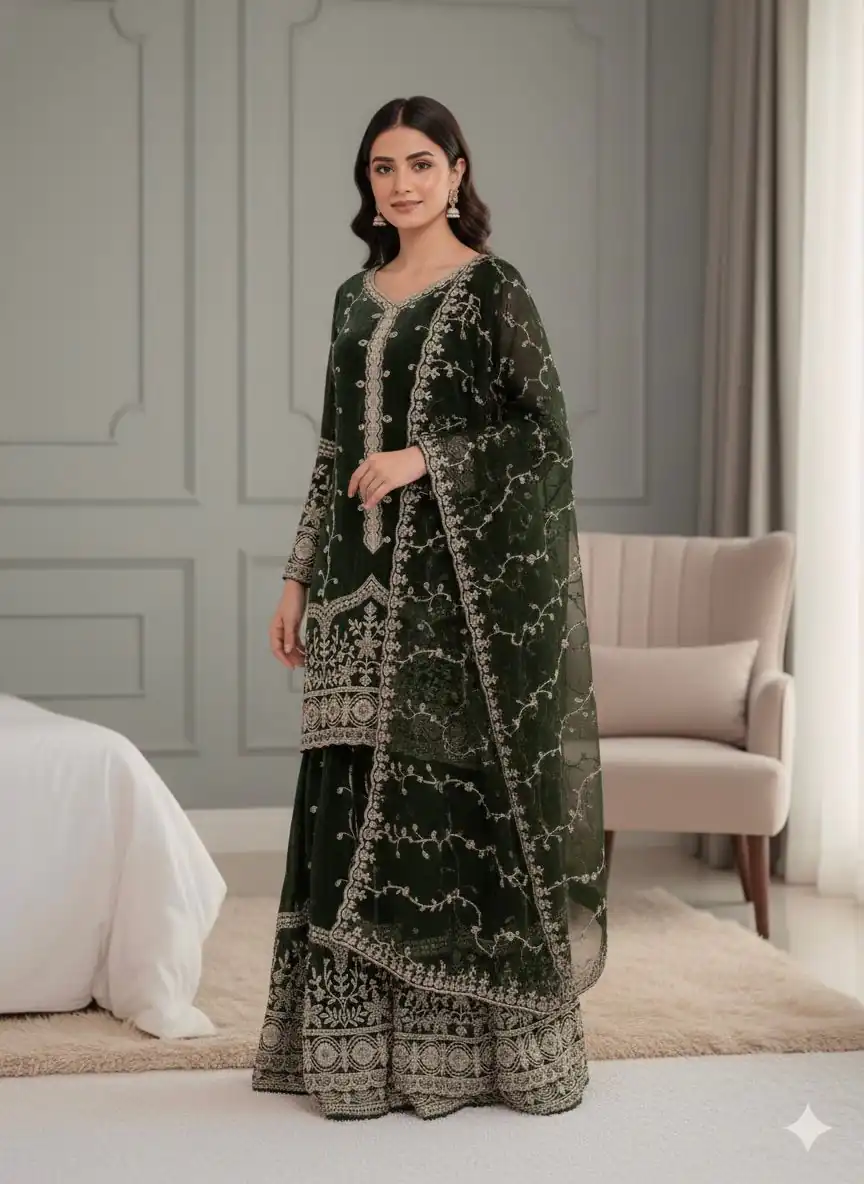 SSR 533 Green Color Fendy Silk Salwar Suit with Embroidery Work. Affordable Price ₹2149. Delivery 4-6 Working Days. Shop now. | Casual Suits, Jump Suits, Creative suits, Designer Suits, Palazzo Suits, Party Wear Suits, Patiala Suits, Salwar suit, Straight Suits