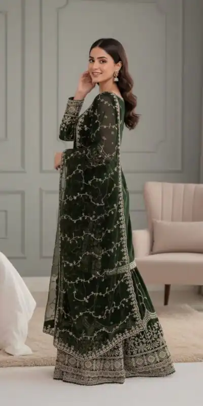 SSR 533 Green Color Fendy Silk Salwar Suit with Embroidery Work. Affordable Price ₹2149. Delivery 4-6 Working Days. Shop now. | Casual Suits, Jump Suits, Creative suits, Designer Suits, Palazzo Suits, Party Wear Suits, Patiala Suits, Salwar suit, Straight Suits