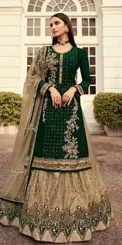 DS LT 7006 Green in Georgette Embroidery Work & Stone Work Lehenga Choli . Festive Deal ₹2549. Delivery 4-6 Working Days. Shop now. | Bollywood Lehenga, Creative Lehenga, Designer Lehenga, Embroidered Lehenga, Lehenga, Party Wear Lehenga