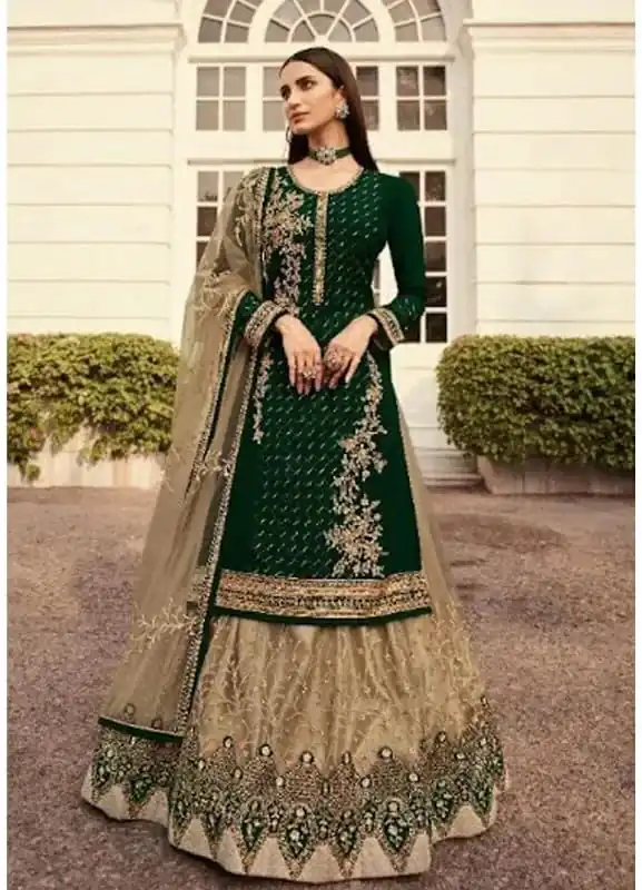 DS LT 7006 Green in Georgette Embroidery Work & Stone Work Lehenga Choli . Festive Deal ₹2549. Delivery 4-6 Working Days. Shop now. | Bollywood Lehenga, Creative Lehenga, Designer Lehenga, Embroidered Lehenga, Lehenga, Party Wear Lehenga