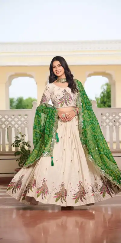 Ram 102 Green Color Pure Tissue silk Lehenga Choli with Embroidery Work. Grab it for ₹3249. Delivery 4-6 Working Days. Shop now. | Bollywood Lehenga, Creative Lehenga, Designer Lehenga, Embroidered Lehenga, Lehenga, Party Wear Lehenga