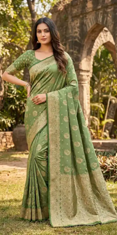 MB 9 Green Color Satin Silk Saree with Lace Work & Zari Work. Exclusive Offer ₹2149. Delivery 4-6 Working Days. Shop now. | Creative Sarees, Embroidered Sarees, Bollywood Sarees, Designer Sarees, Ethnic Saree, Modern Digital sarees, Party Wear Sarees, Sarees