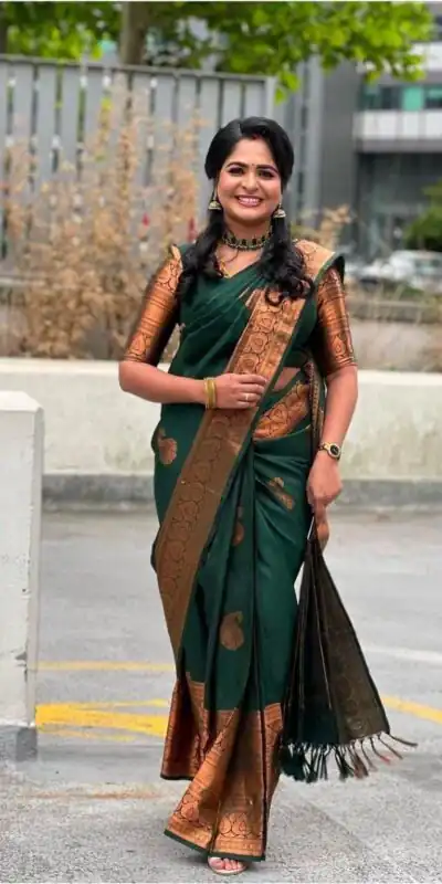 KPR 145 Green Soft Lichi Silk Jacquard Work All Over Saree for Wedding, Party, Family Gatherings,, Pongal Introductory Price ₹1299. Delivery 4-6 Worki | Creative Sarees, Embroidered Sarees, Bollywood Sarees, Designer Sarees, Ethnic Saree, Modern Digital sarees, Party Wear Sarees, Sarees