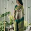 Green Soft Lichi Silk Rich Pallu Border Work Saree