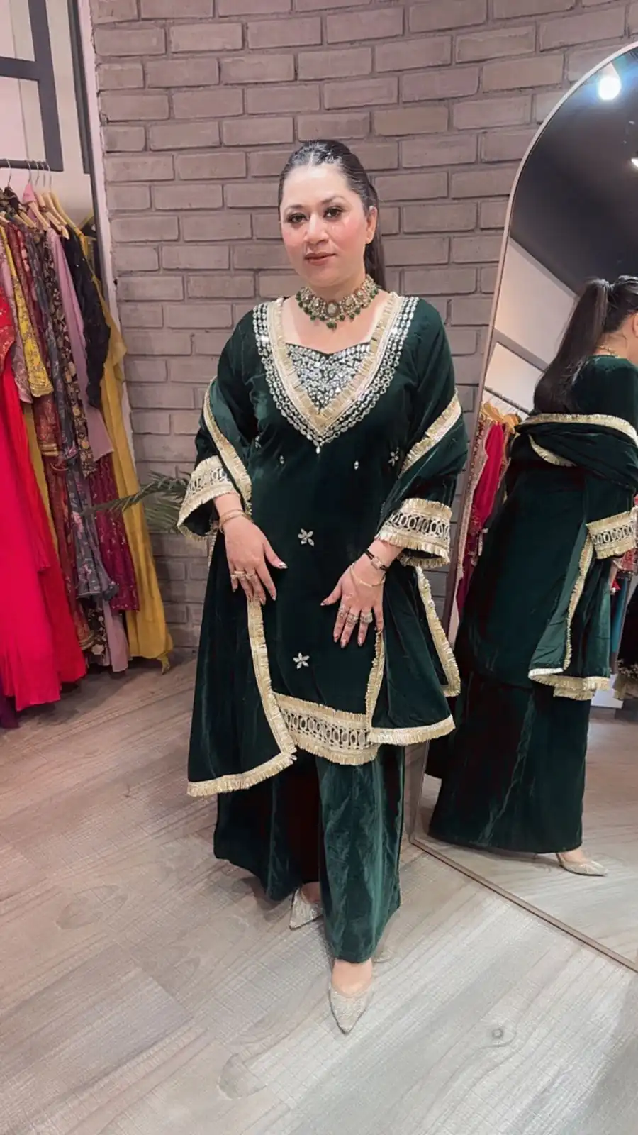 LG 2044 Green in Velvet Mirror Work & Embroidery Work Salwar Suit . Best Price ₹2599. Delivery 4-6 Working Days. Shop now. | Casual Suits, Jump Suits, Tops & Bottoms, Track Suits, Trendy Wear, Creative suits, Designer Suits, Palazzo Suits, Party Wear Suits, Patiala Suits, Salwar suit, Straight Suits