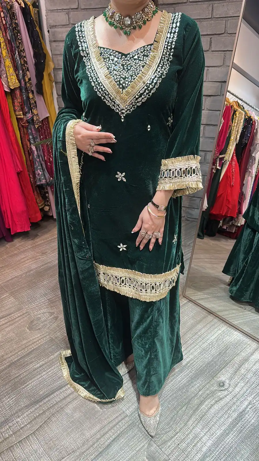 LG 2044 Green in Velvet Mirror Work & Embroidery Work Salwar Suit . Best Price ₹2599. Delivery 4-6 Working Days. Shop now. | Casual Suits, Jump Suits, Tops & Bottoms, Track Suits, Trendy Wear, Creative suits, Designer Suits, Palazzo Suits, Party Wear Suits, Patiala Suits, Salwar suit, Straight Suits
