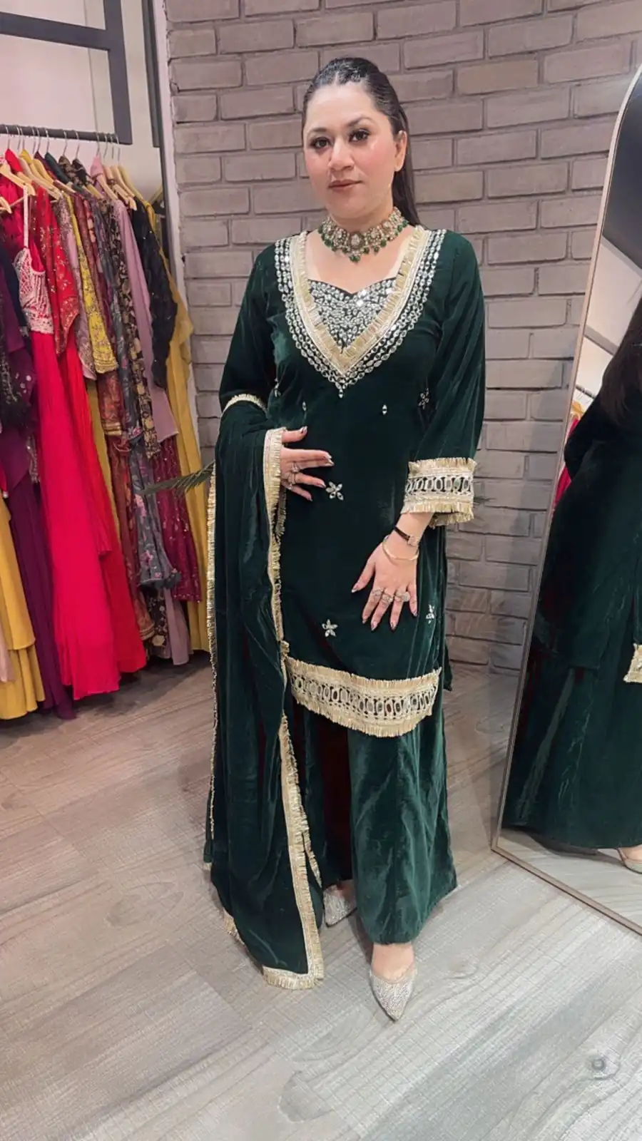 LG 2044 Green in Velvet Mirror Work & Embroidery Work Salwar Suit . Best Price ₹2599. Delivery 4-6 Working Days. Shop now. | Casual Suits, Jump Suits, Tops & Bottoms, Track Suits, Trendy Wear, Creative suits, Designer Suits, Palazzo Suits, Party Wear Suits, Patiala Suits, Salwar suit, Straight Suits