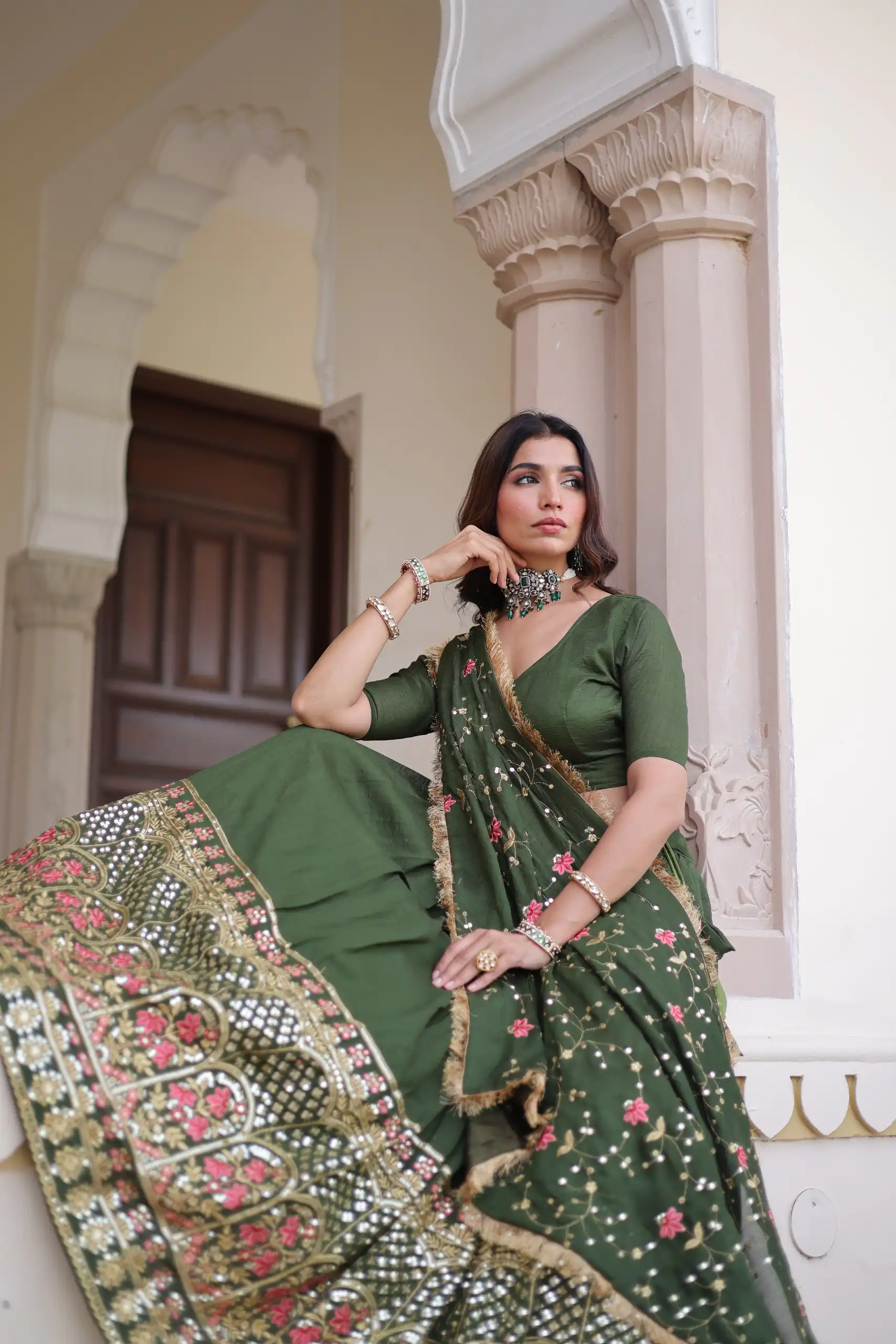 KA 5051 Green in Vichitra Silk Embroidery Work & Sequins Work Lehenga Choli . Now at just ₹2499. Delivery 4-6 Working Days. Shop now. | Bollywood Lehenga, Creative Lehenga, Designer Lehenga, Embroidered Lehenga, Lehenga, Party Wear Lehenga