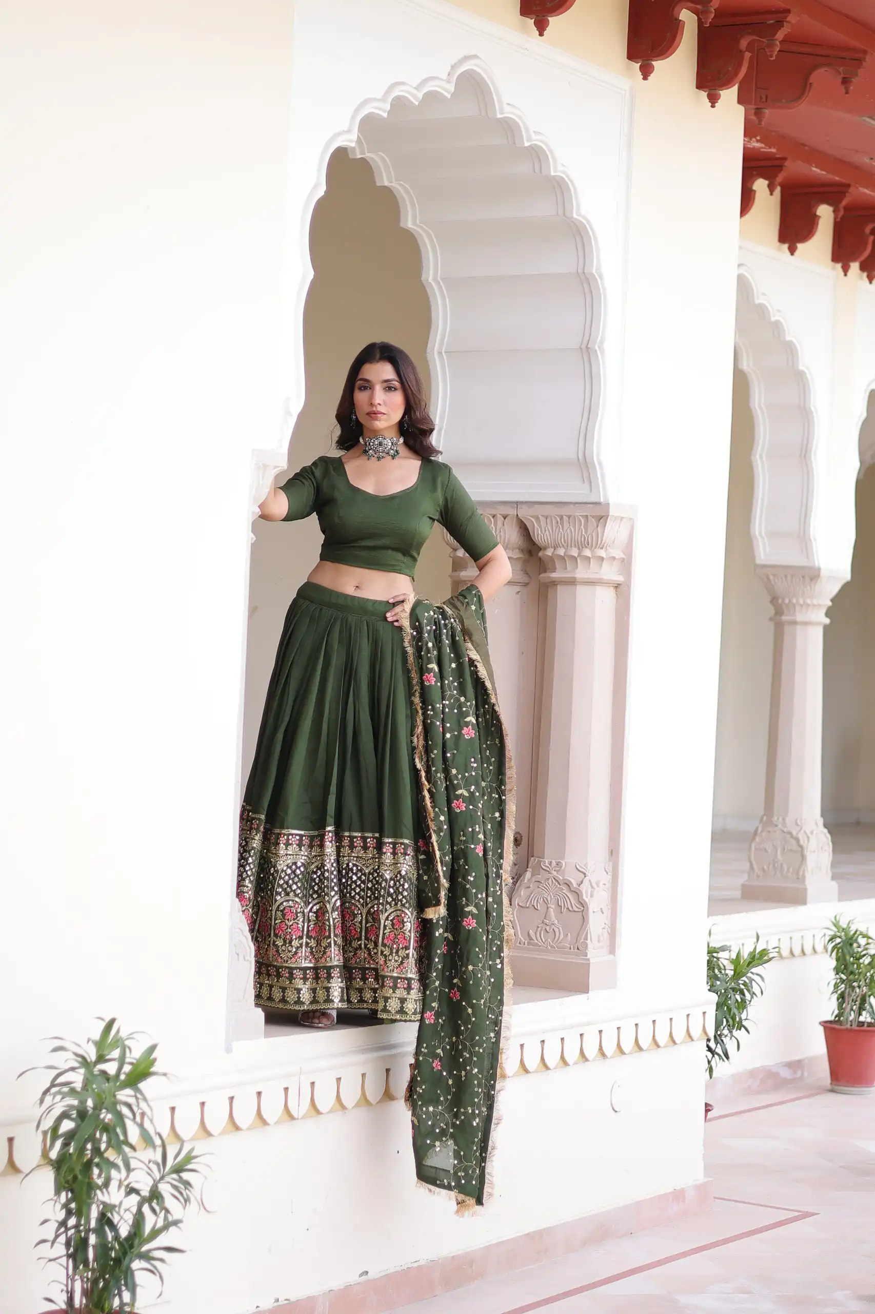 KA 5051 Green in Vichitra Silk Embroidery Work & Sequins Work Lehenga Choli . Now at just ₹2499. Delivery 4-6 Working Days. Shop now. | Bollywood Lehenga, Creative Lehenga, Designer Lehenga, Embroidered Lehenga, Lehenga, Party Wear Lehenga