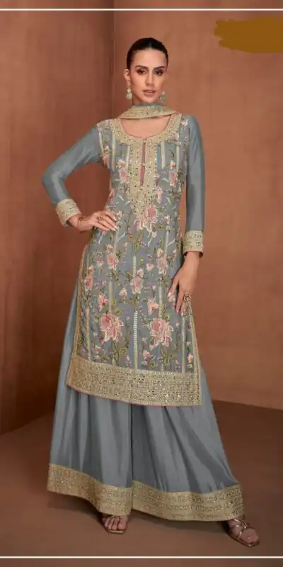 FC 7478 Grey in Chinon Embroidery Work Salwar Suit . Special Price ₹3099. Wedding, Party, Festive, Events, Delivery 4-6 Working Days. Shop now. | Casual Suits, Jump Suits, Tops & Bottoms, Track Suits, Trendy Wear, Creative suits, Designer Suits, Palazzo Suits, Party Wear Suits, Patiala Suits, Salwar suit, Straight Suits