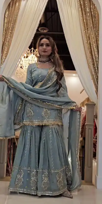 NF 1235 Grey in Chinon Silk Embroidery Work & Lace Work Salwar Suit . Exclusive Offer ₹2149. Delivery 4-6 Working Days. Shop now. | Casual Suits, Jump Suits, Tops & Bottoms, Track Suits, Trendy Wear, Creative suits, Designer Suits, Palazzo Suits, Party Wear Suits, Patiala Suits, Salwar suit, Straight Suits
