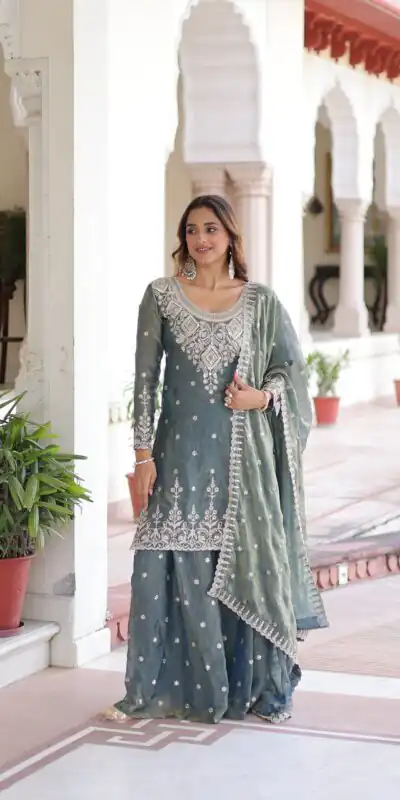 KA 1211 Grey Fandy Silk Salwar Suit Perfect for Wedding, Party, Sangeet, Haldi, Ethnic Day – . Festive Deal ₹2549. Delivery 4-6 Working Days. Shop now. | Casual Suits, Jump Suits, Tops & Bottoms, Track Suits, Trendy Wear, Creative suits, Designer Suits, Palazzo Suits, Party Wear Suits, Patiala Suits, Salwar suit, Straight Suits