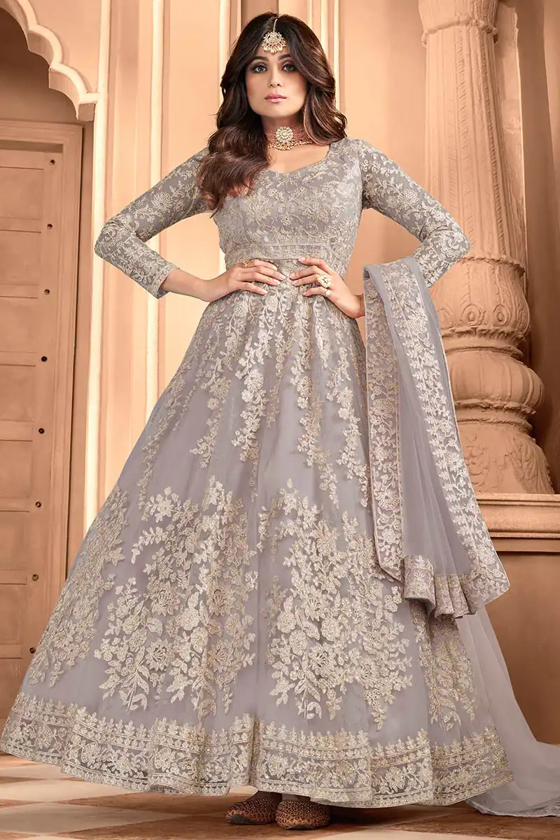 FC 8356 Grey in Color Heavy Net Embroidery Work Salwar Suit . Wedding, Party, Festive, Events, Special Price ₹3199. Delivery 4-6 Working Days. Shop now. | Casual Suits, Jump Suits, Tops & Bottoms, Track Suits, Trendy Wear, Creative suits, Designer Suits, Palazzo Suits, Party Wear Suits, Patiala Suits, Salwar suit, Straight Suits