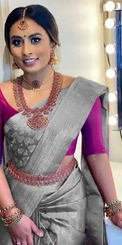 LKP 4067 Grey in Soft Lichi Silk.ace Work & Lace Border Saree Exclusive Offer ₹1299. Delivery 4-6 Working Days. Shop now. | Creative Sarees, Embroidered Sarees, Bollywood Sarees, Designer Sarees, Ethnic Saree, Modern Digital sarees, Party Wear Sarees, Sarees