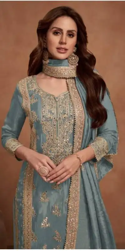 FC 1125 Grey Vichitra Salwar Suit with Embroidery Work & Lace Work. Available at ₹3049 only. Delivery 4-6 Working Days. Shop now. | Casual Suits, Jump Suits, Tops & Bottoms, Track Suits, Trendy Wear, Creative suits, Designer Suits, Palazzo Suits, Party Wear Suits, Patiala Suits, Salwar suit, Straight Suits