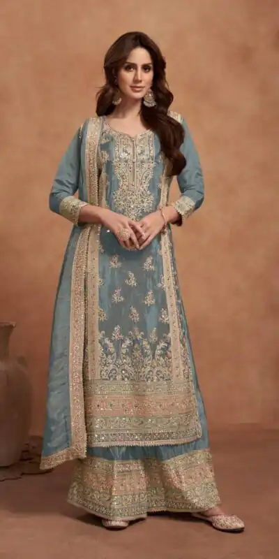 FC 1125 Grey Vichitra Salwar Suit with Embroidery Work & Lace Work. Available at ₹3049 only. Delivery 4-6 Working Days. Shop now. | Casual Suits, Jump Suits, Tops & Bottoms, Track Suits, Trendy Wear, Creative suits, Designer Suits, Palazzo Suits, Party Wear Suits, Patiala Suits, Salwar suit, Straight Suits