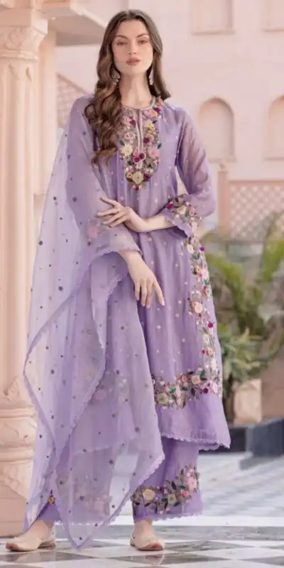 NSR 862 Lavender Faux Georgette Slawar Suit with Embroidery Work & Lace Work. Introductory Price ₹2149. Delivery 4-6 Working Days. Shop now. | Casual Suits, Jump Suits, Tops & Bottoms, Track Suits, Trendy Wear, Creative suits, Designer Suits, Palazzo Suits, Party Wear Suits, Patiala Suits, Salwar suit, Straight Suits