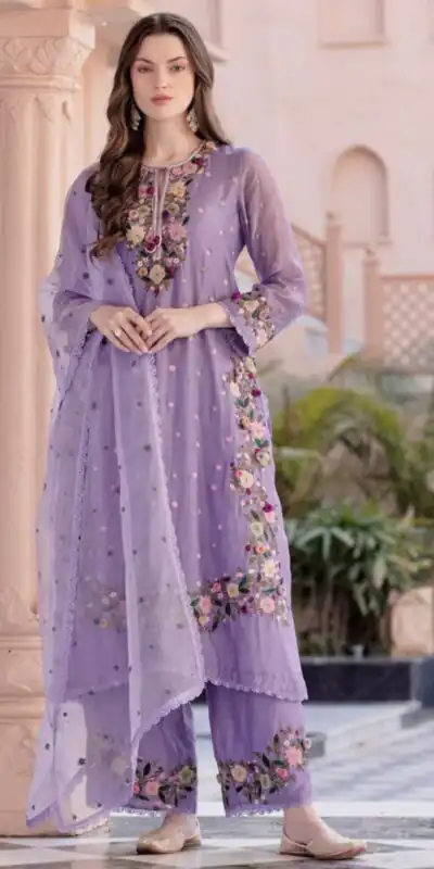NSR 862 Lavender Faux Georgette Slawar Suit with Embroidery Work & Lace Work. Introductory Price ₹2149. Delivery 4-6 Working Days. Shop now. | Casual Suits, Jump Suits, Tops & Bottoms, Track Suits, Trendy Wear, Creative suits, Designer Suits, Palazzo Suits, Party Wear Suits, Patiala Suits, Salwar suit, Straight Suits